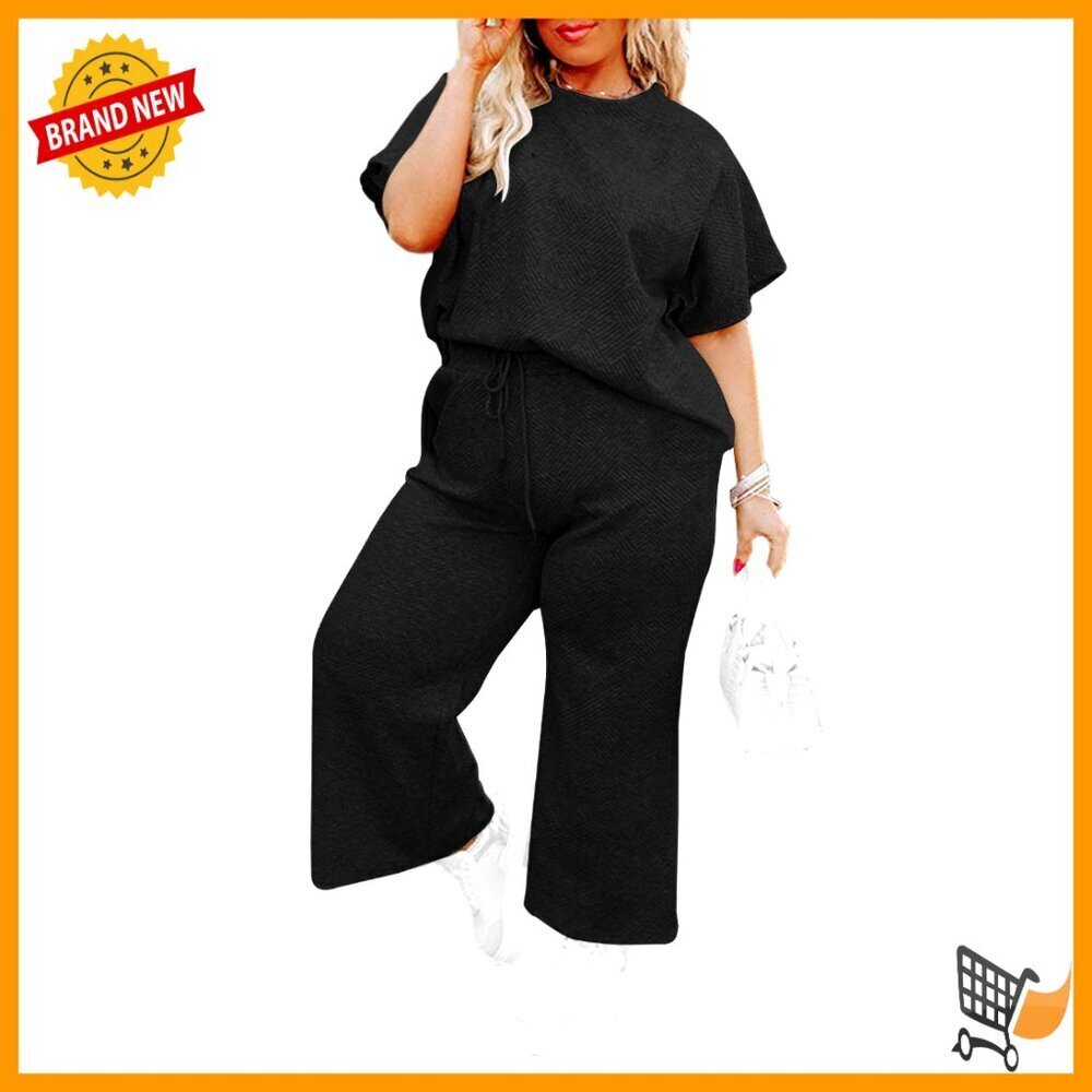 Oversized Lounge Set Two Piece Comfy Pajamas Wide Leg Pants Tracksuit